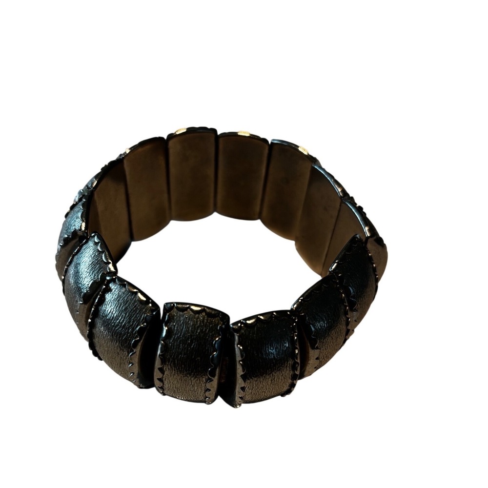 Silver‎ Vintage 1960s Mod Scalloped Brushed Panel Bracelet